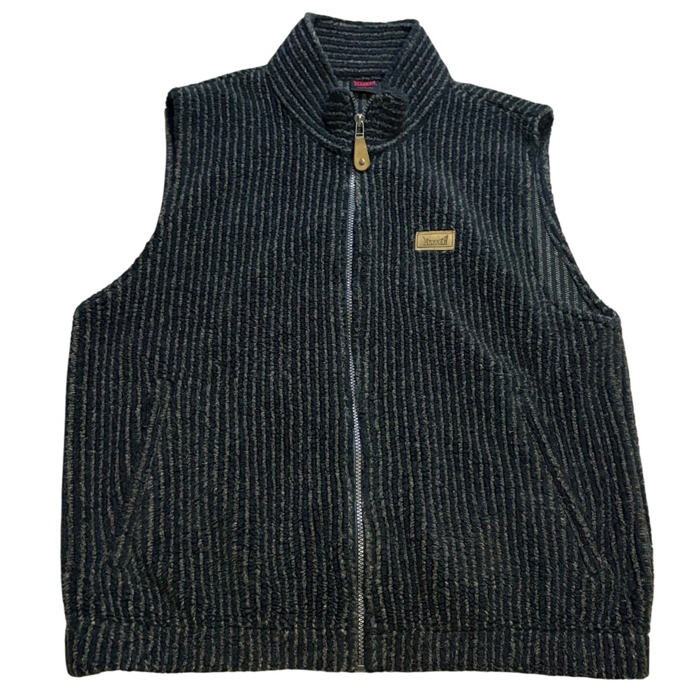 VTG Marker Fleece Vest Made in USA Mens Large Gray Ribbed Grizzly Ski Outdoor
